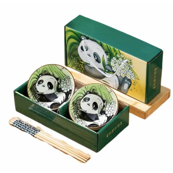 Panda Rice Bowls 2 Pcs with 2 Chopsticks
