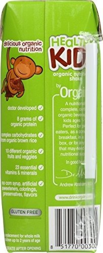 Kids Protein Organic Nutritional Shake, Chocolate, Gluten Free, Kosher, Non-GMO, 8.25 Ounce, Pack of 12