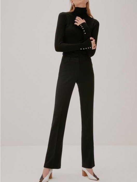 [Drama Collection] Slim Bootcut Trousers_BLACK