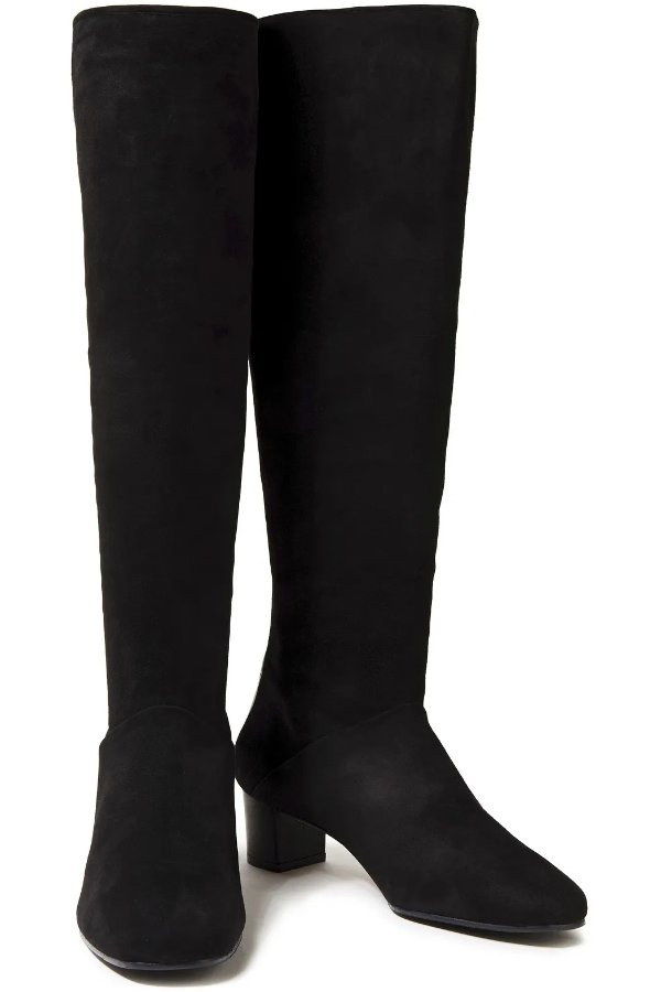 Shrimpton leather-paneled suede knee boots