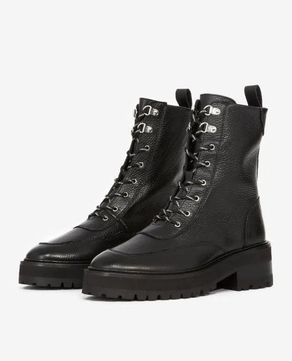 High black leather boots in ranger style