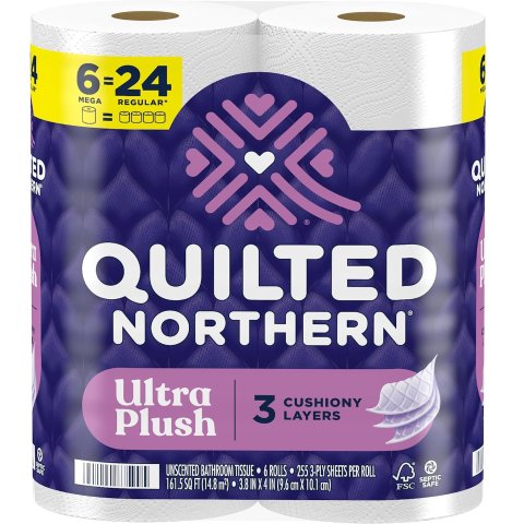 $6.63 + $1 Amazon CreditQuilted Northern 超柔软3层卫生纸 6大卷