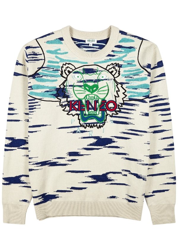 Claw Tiger embroidered knitted jumper