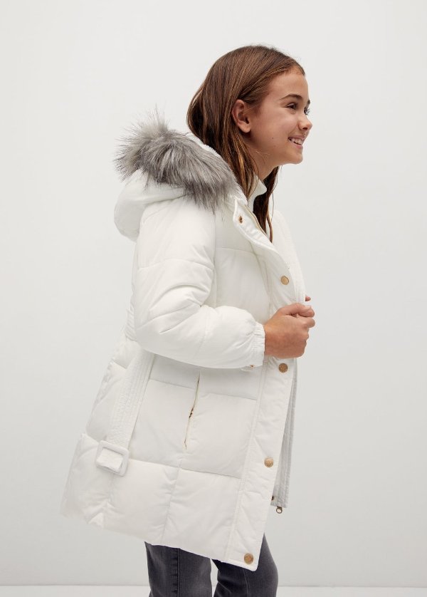 Faux fur hood quilted coat - Girls | OUTLET USA
