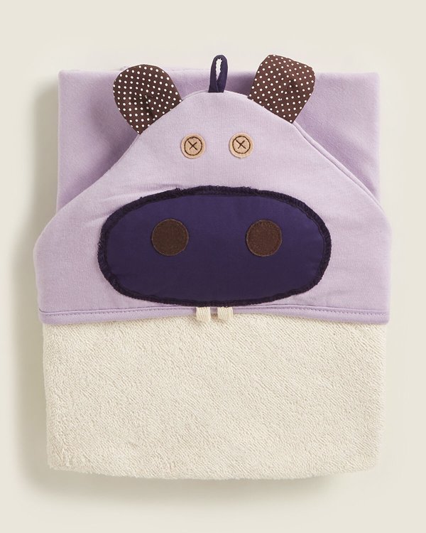 Purple Hippo Hooded Towel