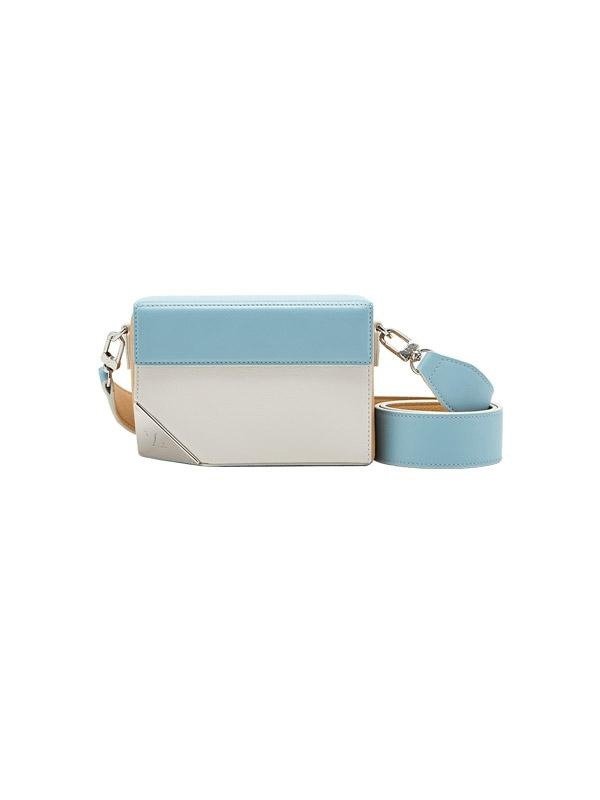 ZESH The Cubelet Small Leather Shoulder Bag - Pale Blue on Garmentory