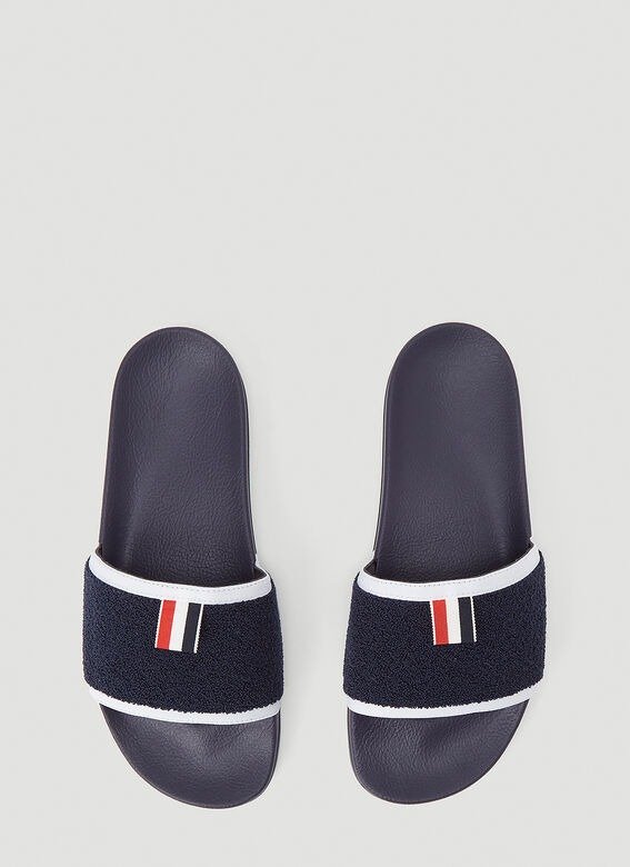 Terry Cloth Slides in Blue