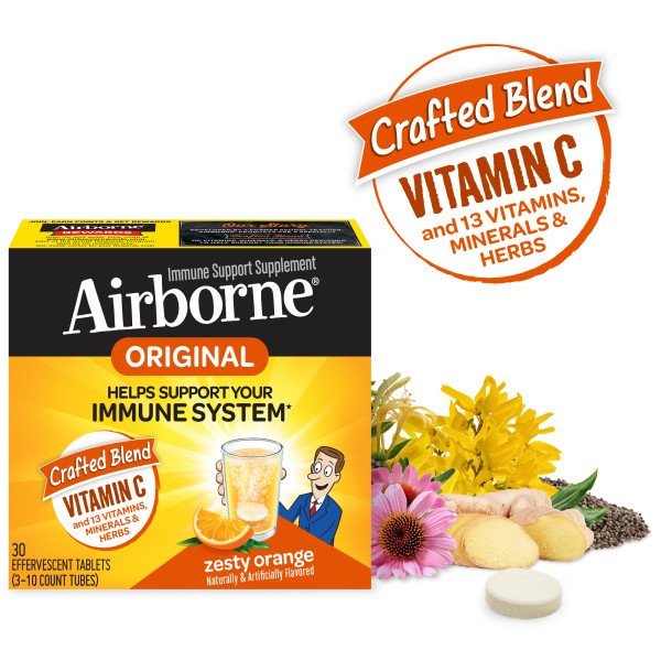 Immune Support Tablets with Vitamin C, Zesty Orange - 30 Effervescent Tablets
