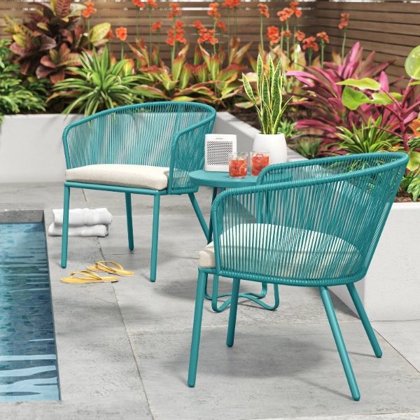 Fisher 3pc Deep Seating Patio Chat Set - Blue-Green - Project 62™