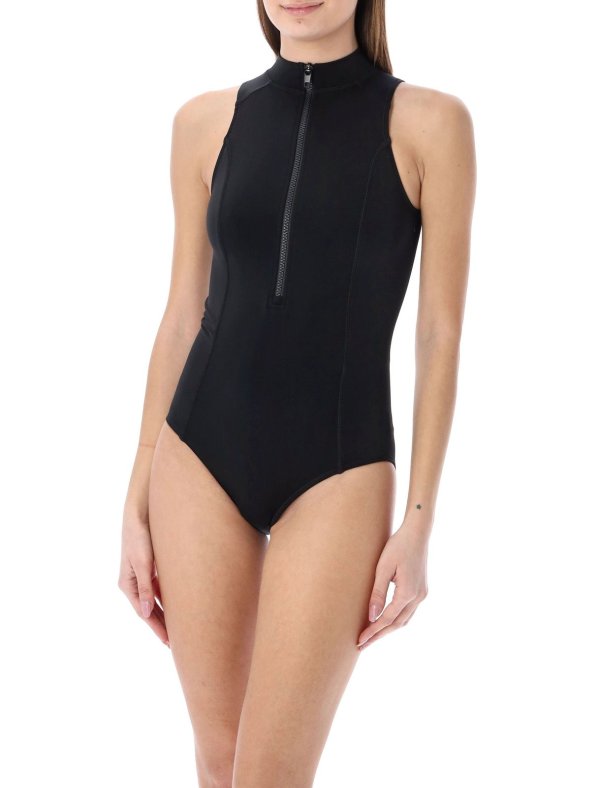 Half Zip Mockneck Sleeveless Swimsuit
