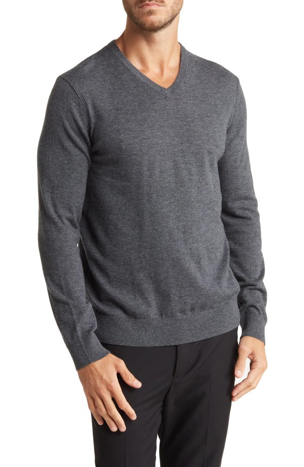 Riland V-Neck Merino Wool Blend Sweater