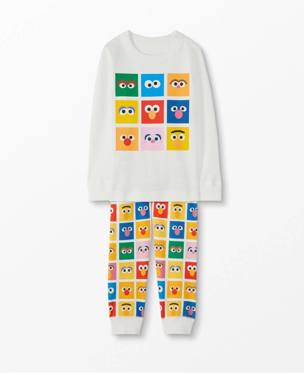 Sesame Street Long John Pajamas In Organic Cotton