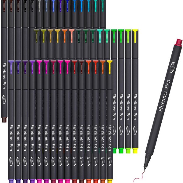 VANSTEK 46 Pack Journal Planner Colored Pens, Fineliner Pens for Journaling, Writing Coloring Drawing
