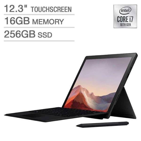 Surface Pro 7 套装 (i7 16GB 256GB, 笔, 键盘套)
