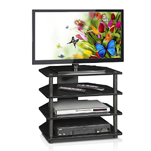 Furinno Turn-N-Tube Easy Assembly 4-Tier Petite TV Stand, Blackwood