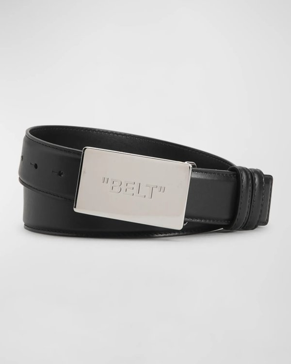 Men's Quote Plate Leather Belt