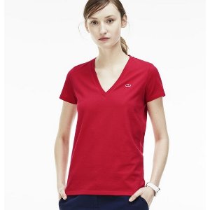 Lacoste Women's Jersey Cotton V-Neck T-Shirt