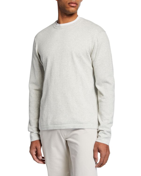Men's Mini-Cable Cotton Crewneck Sweater