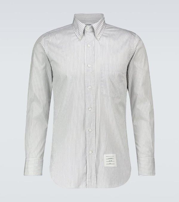 Striped long-sleeved poplin shirt