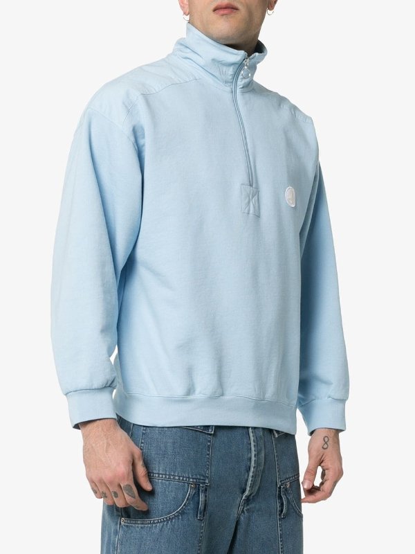 zip neck stand collar sweater