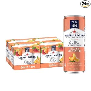 SanpellegrinoZero Grams Added Sugar Italian Sparkling Drinks, Sparkling Peach Clementine Beverage, 11.15 Fl Oz (Pack of 24)
