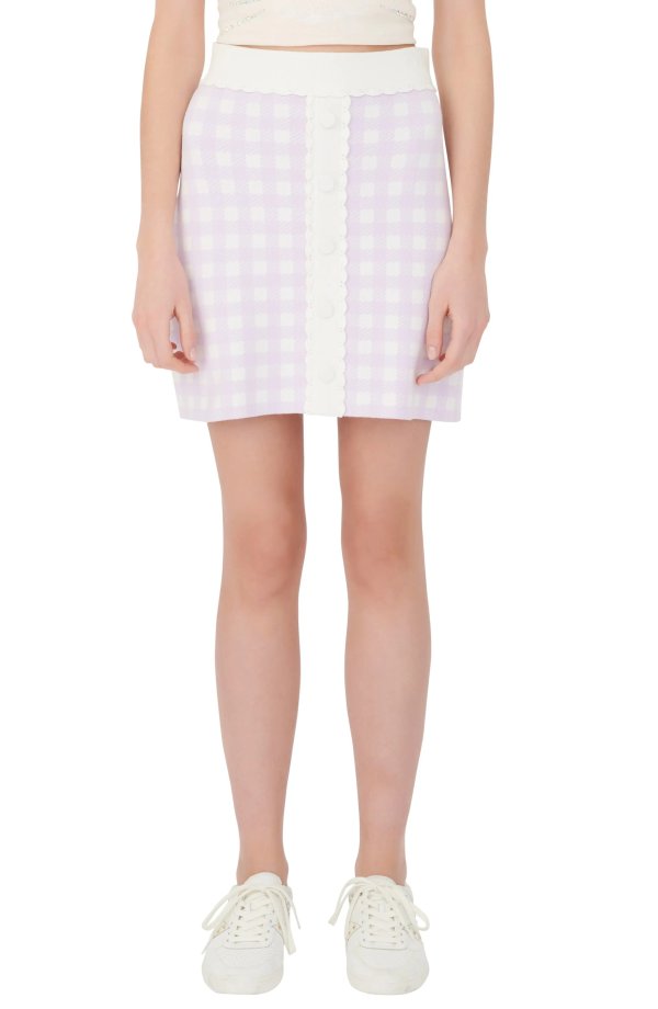 Gingham Lace Miniskirt