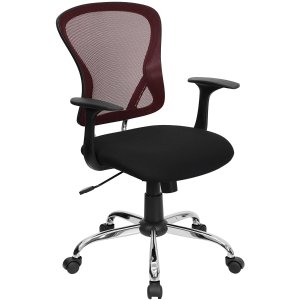 Flash Furniture Mid-Back Black Mesh Swivel Task Chair with Mesh Padded Seat and Flip-Up Arms