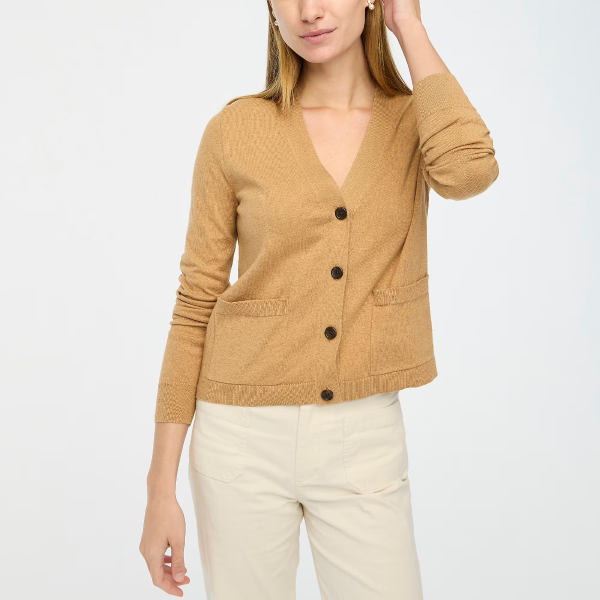 Cotton-blend V-neck cardigan sweater