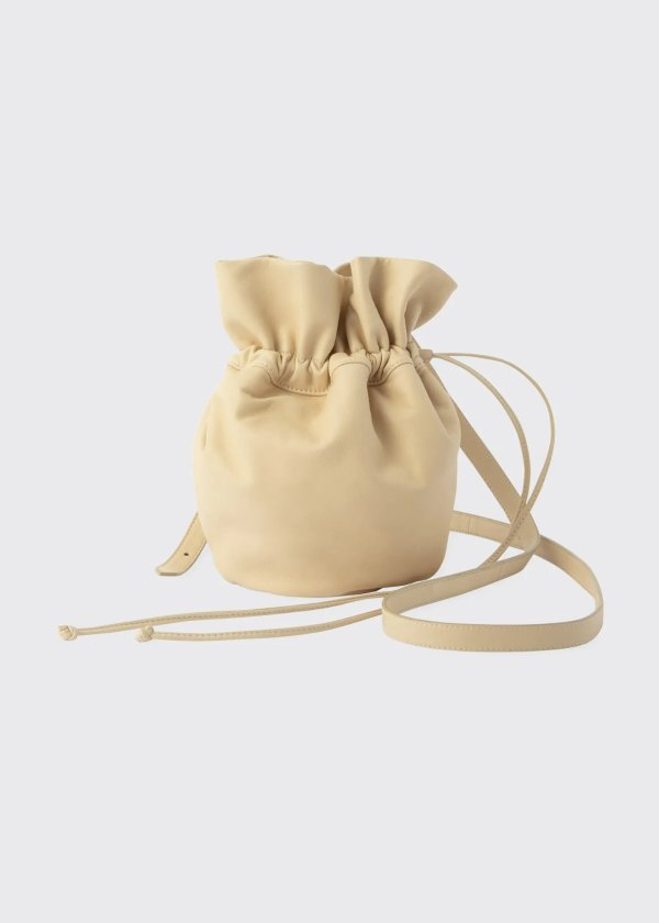 Glove Leather Drawstring Bucket Bag