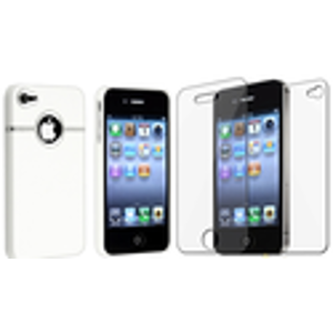 Snap-On Skin Case w/ Screen Protectors for iPhone 4 / 4S