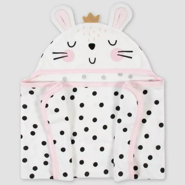Baby Girls&#39; Bunny Hooded Bath Wrap - Cream
