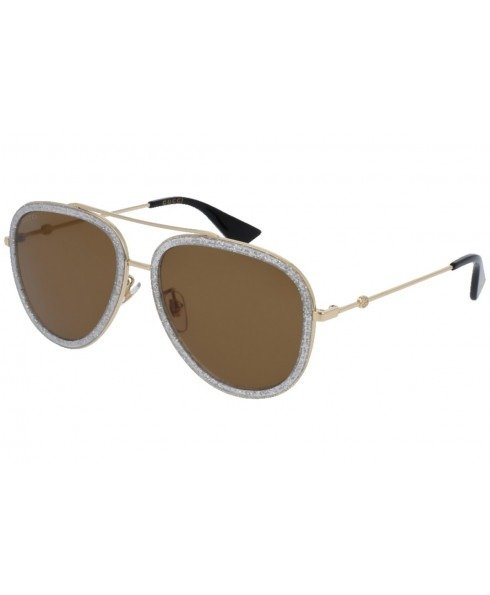 - GG0062S-004 Gold and Silver Glitter Sunglasses for Women