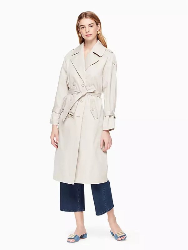 relaxed twill trench coat