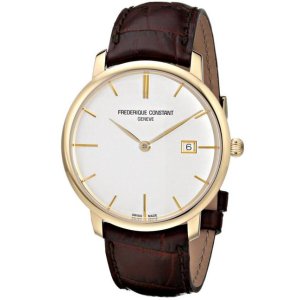 Frederique Constant Men's FC306V4S5 Slim Line Analog Display Swiss Automatic Brown Watch