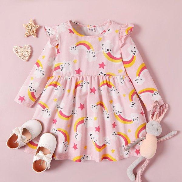 3-pack Toddler Girl Unicorn and Solid Long-sleeve Dress Set