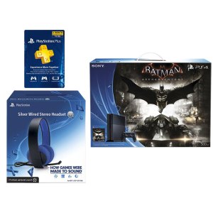 Sony PlayStation 4 Batman Arkham Knight Bundle+ PS4 Silver Headset + Sony 3 month Membership card