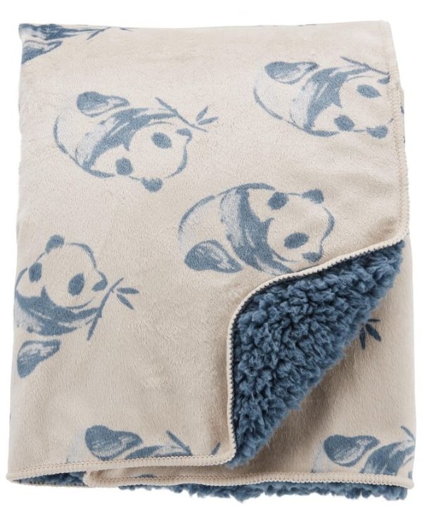 婴儿熊猫图案抓绒毯