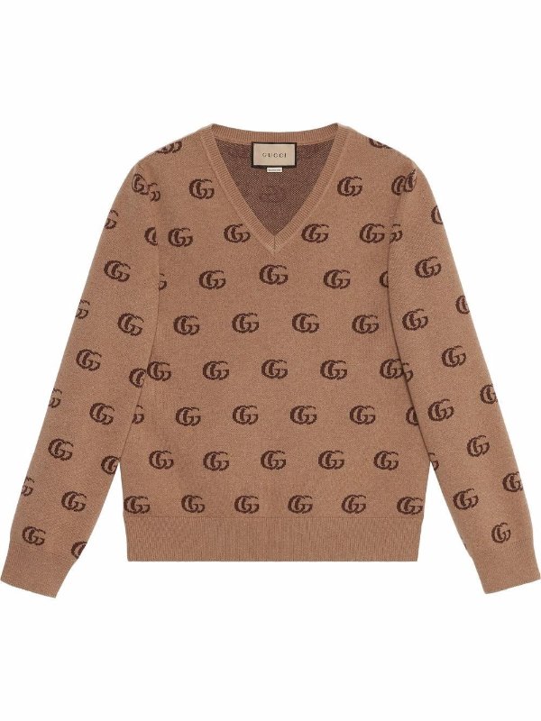 GG Logo V-neck Sweater
