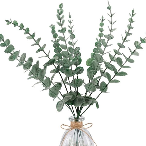 2.89US $ 50% OFF|8pcs Artificial Eucalyptus Leaves Greenery Stems With Frost For Vase Home Party Wedding Decoration Outdoor Garden Christmas - Artificial Plants - AliExpress