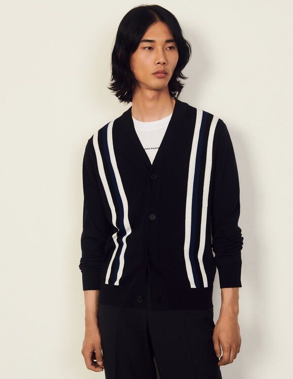Cardigan with contrasting stripes