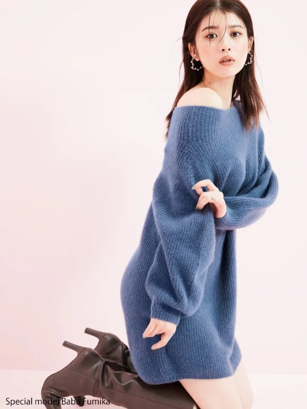 Cozy Raccoon Oversized Knit Sweater Mini Dress