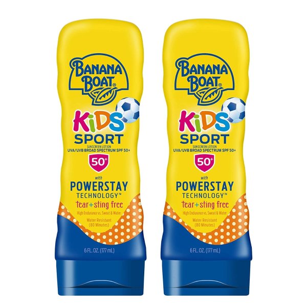 Kids Sport Sting-Free, Tear-Free, Reef Friendly, Broad Spectrum Sunscreen Lotion, SPF 50, 6oz. , 2 Count (Pack of 1)
