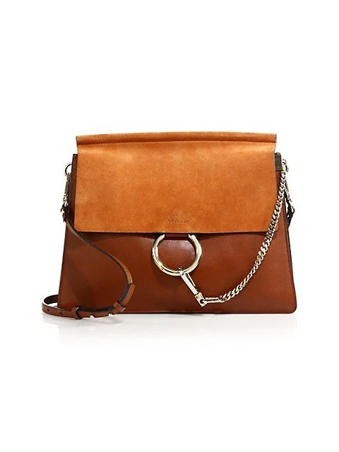 Medium Faye Leather & Suede Shoulder Bag