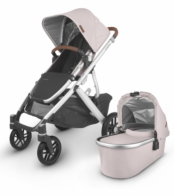 Vista V2 Single-to-Double Stroller - Alice (Dusty Pink/Silver/Saddle Leather)