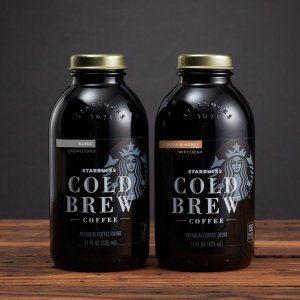 Starbucks Cold Brew Coffee Black Unsweetened 11 oz Glass Bottles, 6 Count
