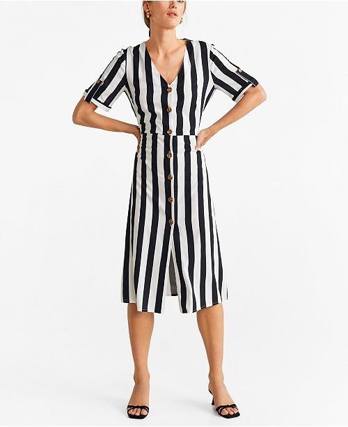 Buttoned Striped Dress