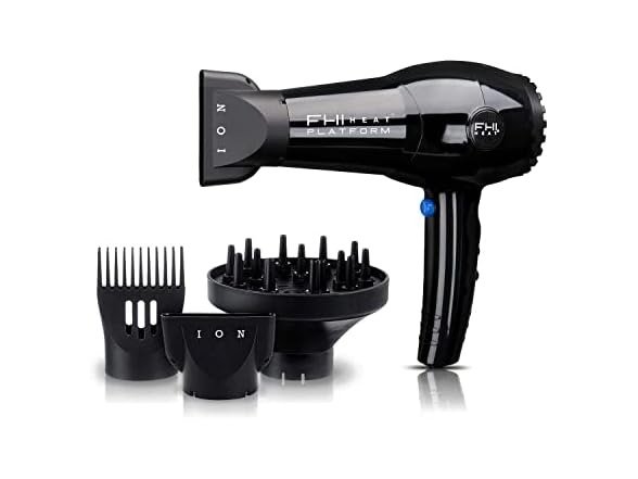 FHI HEAT Platform Nano Lite Pro 1900 Turbo Tourmaline Light Weight Ceramic Quick Dry Hair Dryer with 3 Piece Attachment Set (Comb, Concentrator, and Diffuser)