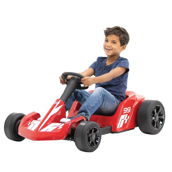 Kalee Red Asphalt Racer 12V Go Kart Powered Ride-on for Boys and Girls