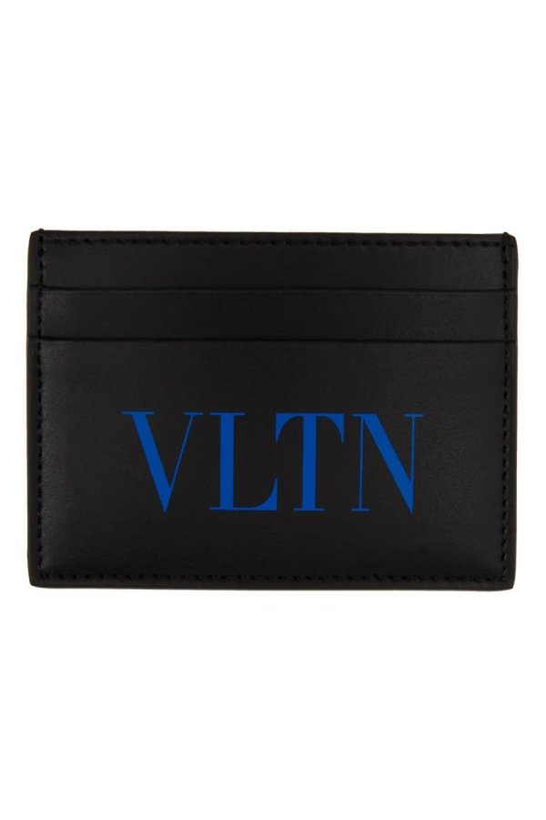Black & Blue Valentino Garavani 'VLTN' Card Holder