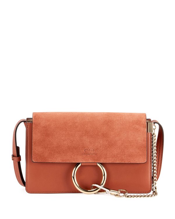 Faye Small Leather/Suede Satchel Bag